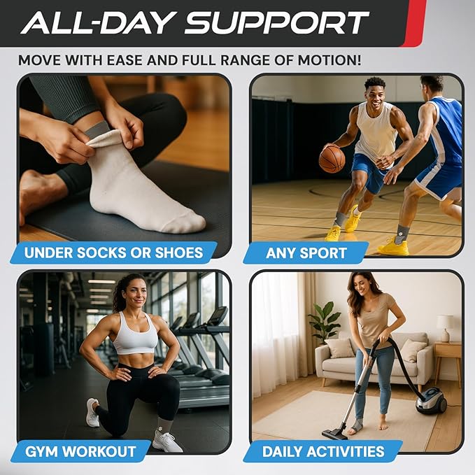 Sleeve Stars Ankle Brace for Women & Men, Ankle Wrap for Sprain, Compression Sleeve for Plantar Fasciitis Relief, Easy Customizable Support: w/ Removable Strap (Pair/M:10"-12"/Mocha Brown)