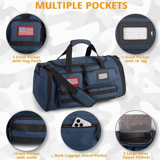 Expandable Gym Bag For Men,Tactical Large 3 in 1 Sports Duffle Bag With Shoes Compartment,Water Resistant Sports Gym Tote Bags Multi-functional Weekend Travel Backpack Overnight Bag