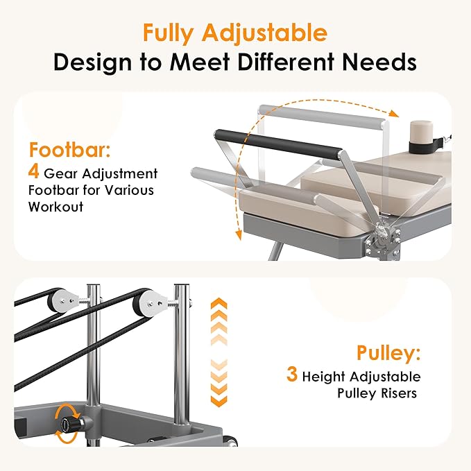 SogesPower Pilates Reformer Machine for Home Gym Workout, Foldable Pilates Equipment with High Strength Alloy Springs for Beginners, Up to 400lbs