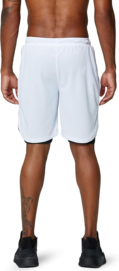 Pinkbomb Men's 2 in 1 Running Shorts Gym Workout Quick Dry Mens Shorts with Phone Pocket