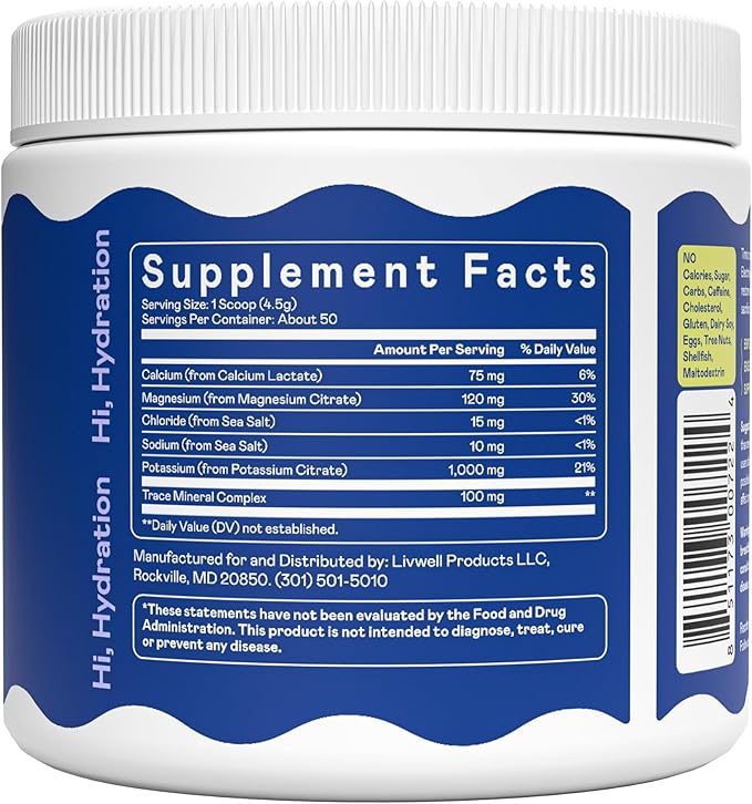 Hi-Lyte K1000 Electrolytes Powder Mix Unflavored Keto & Performance, 50 Servings