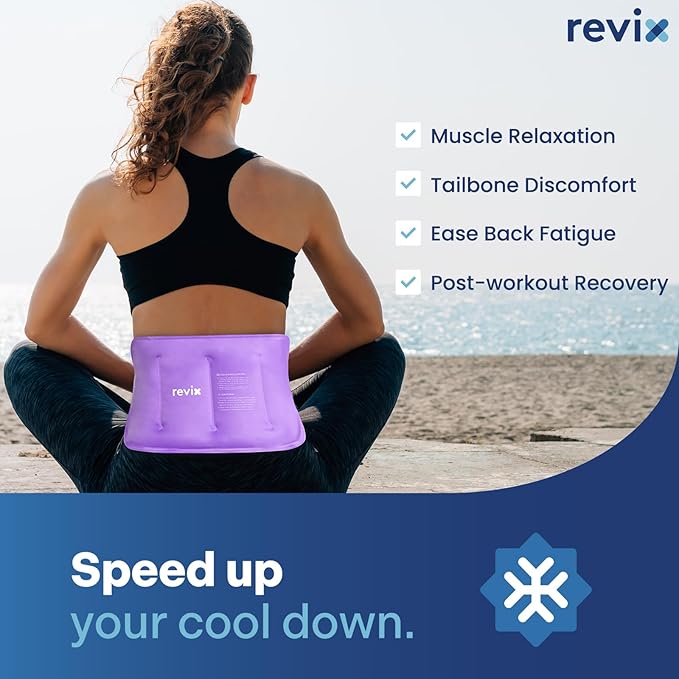 REVIX 2-Pack Large Cold Packs for Back, Rotator Cuff, Hip, Knee, and Shin, Versatile Cold Compress with Soft Plush Lining and Strap, 16" × 9"
