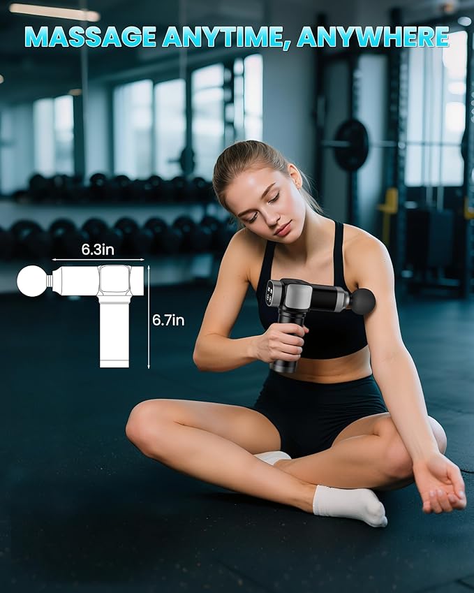 Deep Tissue Massage Gun, Portable Percussion Electric Muscle Massager for Pain Relief, Handheld Massagers with 30 Speeds & 6 Attachments for Back and Neck, Gifts for Men Women