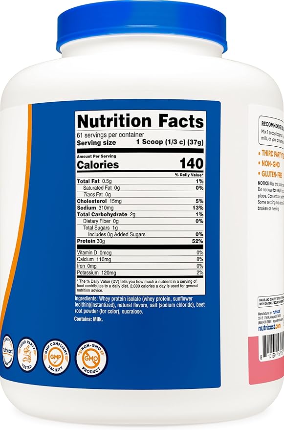 Nutricost Whey Protein Isolate (Strawberry Milkshake) 5LBS