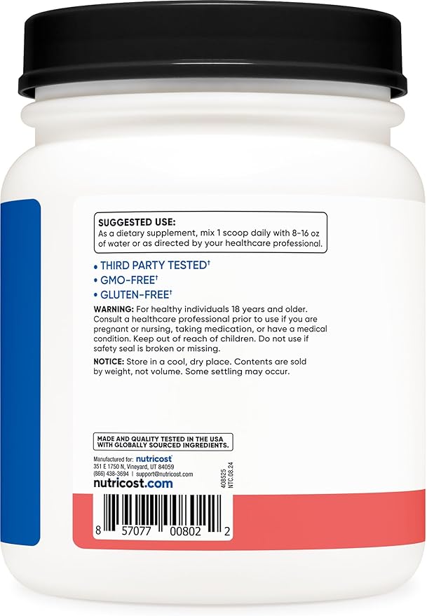 Nutricost BCAA Powder (Watermelon, 90 Serv) - Optimal 2:1:1 Ratio