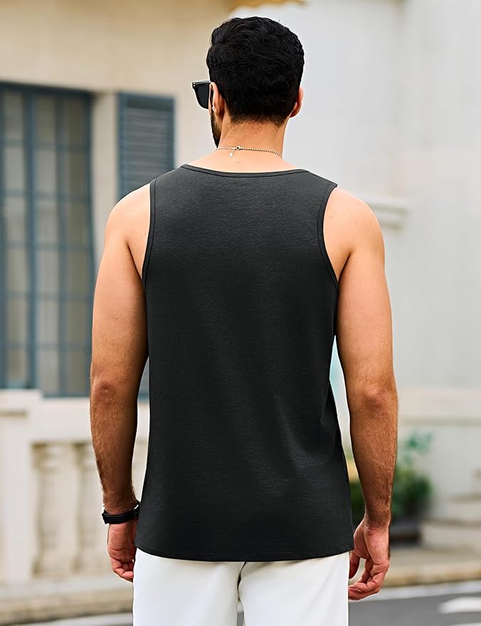 Cotrasen Men's Tank Top UPF 50+ Sleeveless Shirt Cotton Moisture Wicking Casual Gym Workout Shirts Cooling Muscle Tee Shirt