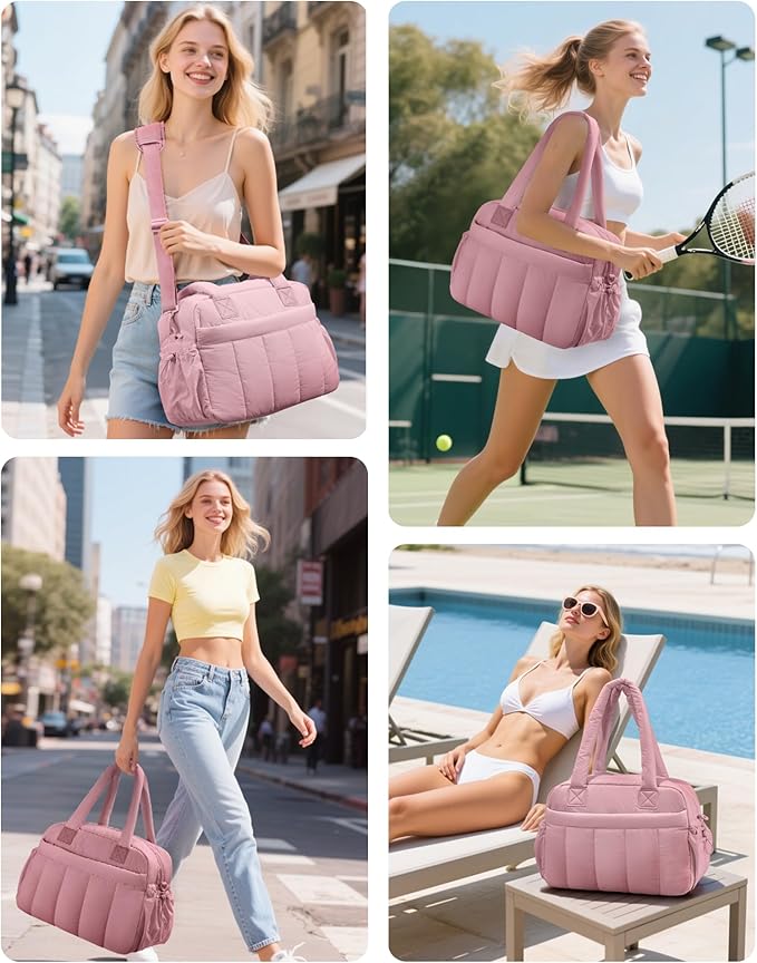 oscaurt Gym Bag for Women Lightweight Duffle Bag for Travel with Toiletry Pouch Water Resistant Carry On Weekender Overnight Duffel