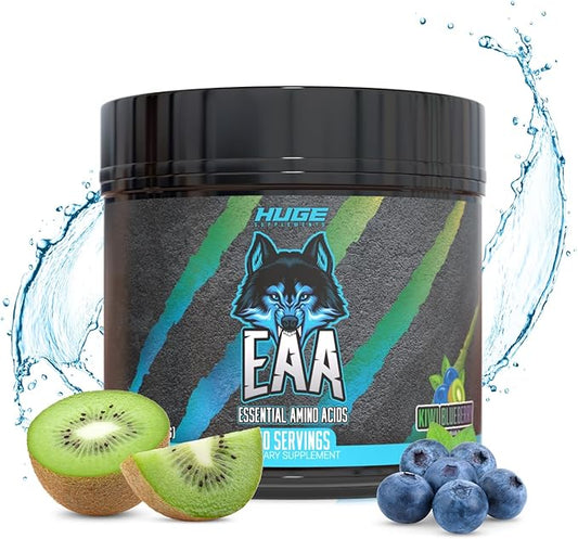 Huge EAA Supplement, Highest Dosed Essential Amino Acids Powder, 12.85g EAAs & 8g BCAAs Per Serving, Maximize Muscle Growth, Recovery & Performance (Kiwi Blueberry, 17.73 Oz.)