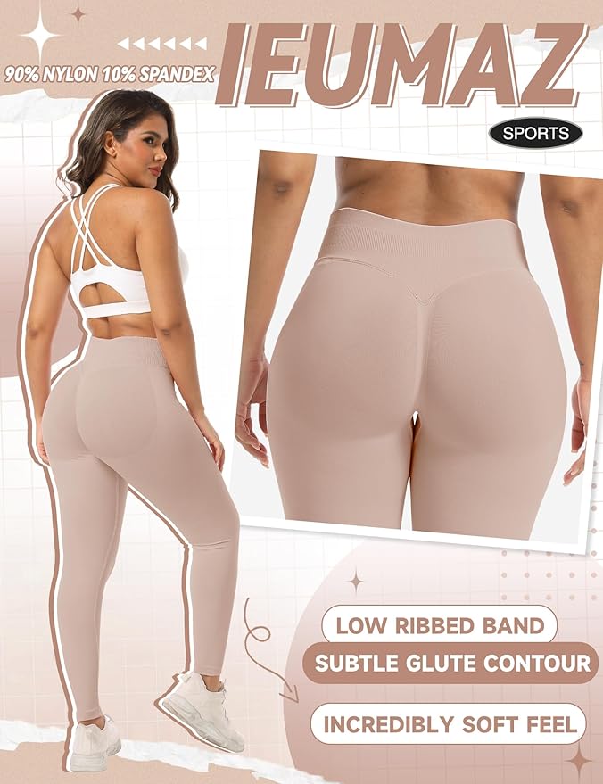 Scrunch Butt Lifting Leggings for Women Gym Seamless Workout Leggings Mid Low Waist Tummy Control Yoga Pants