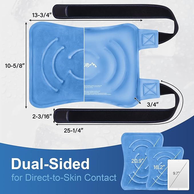 APEXUP Ice Pack for Knee Pain Relief, Large Reusable Wrap After Surgery, Flexible Gel Cold Pack for Injuries, Pain Relief for Back, Shoulder, Elbow, Ankle and Leg (Blue, L, 2PK)