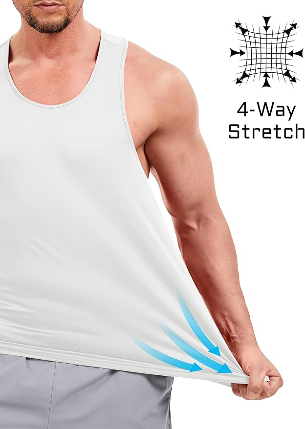 TACVASEN Mens Workout Tank Top UPF 80+ Y-Back Muscle Shirts Quick Dry Sleeveless Tee Shirt for Swim Beach Gym Athletic