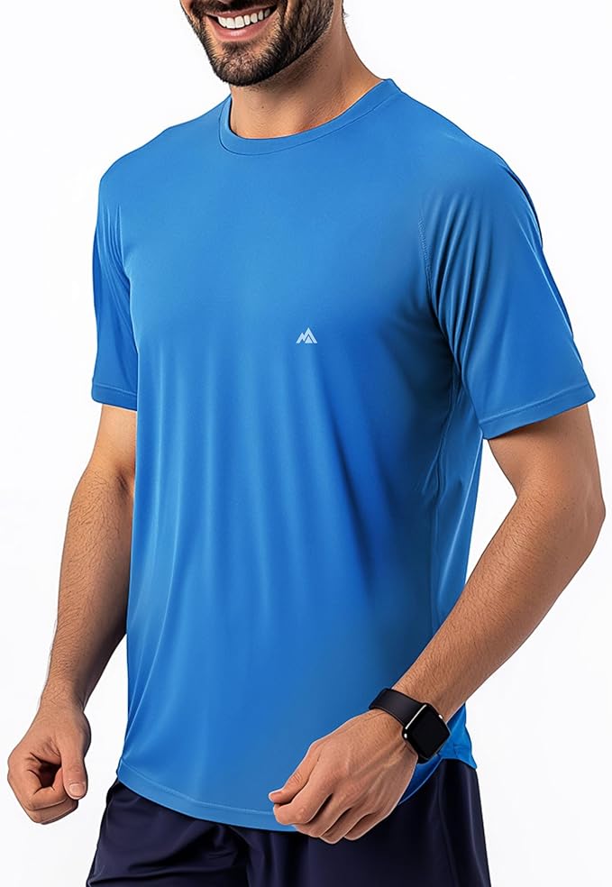Instant Cooling Quick Dry Workout T-Shirt Men Coolmax Moisture Wicking Performance Crew Neck Running Comfort Tee