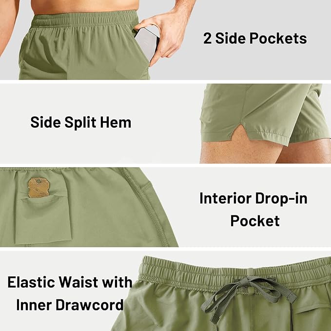 MIER Men's Workout Running Shorts Quick Dry Active 5 Inches Shorts with Pockets, Lightweight, Breathable