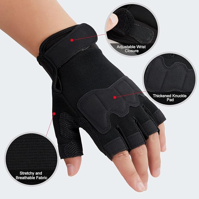 FIORETTO Fingerless Gloves for Airsoft Shooting Half Finger Hunting Hiking Cycling Driving Motorcycle Climbing Work Gloves M210603