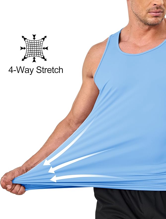 KEFITEVD Men's Workout Tank Tops Sleeveless Quick Dry UPF 80+ Summer Sun Shirts for Running Swim Gym Beach
