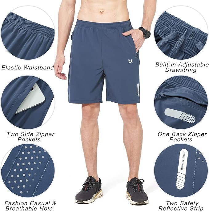 NORTHYARD Men's Athletic Running Shorts Quick Dry Workout Shorts 7"/ 5"/ 9" Lightweight Sports Gym Basketball Tennis Hiking