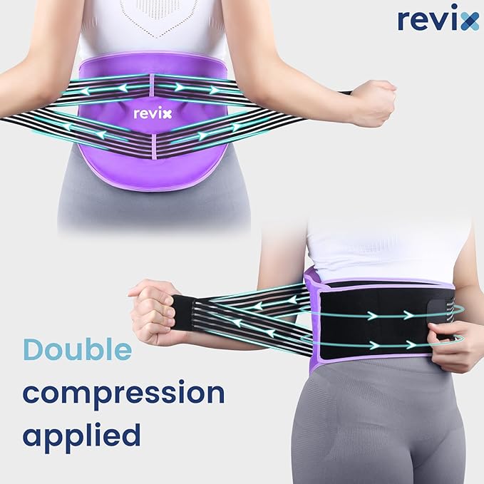 REVIX Reusable Large Back Ice Packs with Compression Straps, Adjustable Lower Back Ice Wrap for Lumbar, Sciatic Nerve, Soft Plush Lining, Cold Compress Therapy