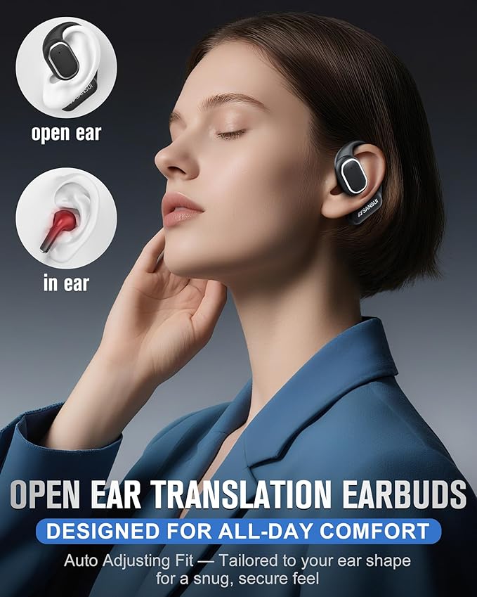 SANSUI AI Translation Earbuds Real Time,6-in-1 Bluetooth 6.0 Language Translator Earbuds,Audifonos Traductores Inglés Español,Translate Ear Buds with 42H Playtime for Travel,Business and Learning