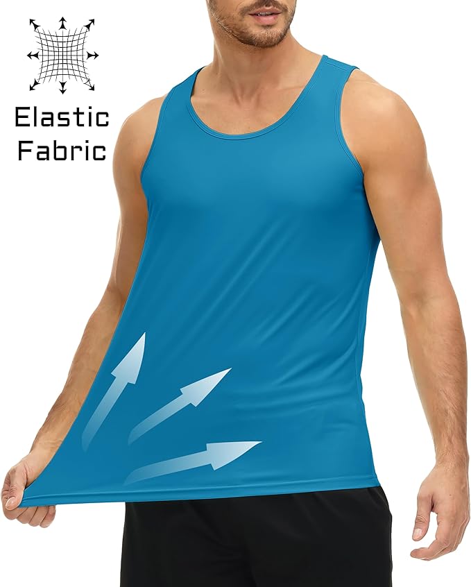 MAGCOMSEN Men's UPF 50+ Tank Top Quick Dry Summer Workout Muscle Sleeveless Shirts for Swim Beach Bodybuilding