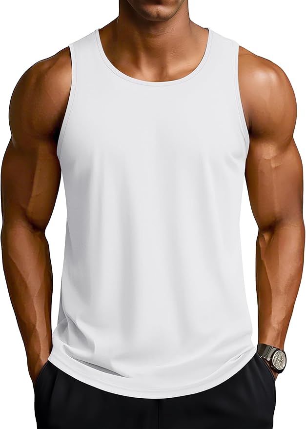 TACVASEN Men's Workout Tank Tops Sleeveless UPF 50+ Summer Sun Shirts Quick Dry for Running Swim Gym Beach