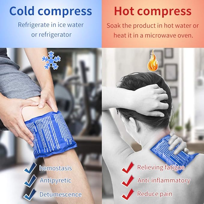 Gel Ice Cold Packs - (2-Piece Set) Soft Reusable Cold/Hot Compress, Provides Alleviate Joint and Muscle Pain. Flexible Therapy from Injuries - Shoulder, Back, Knee, Neck, Ankle & More.