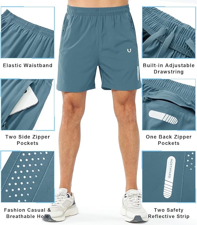 NORTHYARD Men's Athletic Running Shorts Quick Dry Workout Shorts 7"/ 5"/ 9" Lightweight Sports Gym Basketball Tennis Hiking
