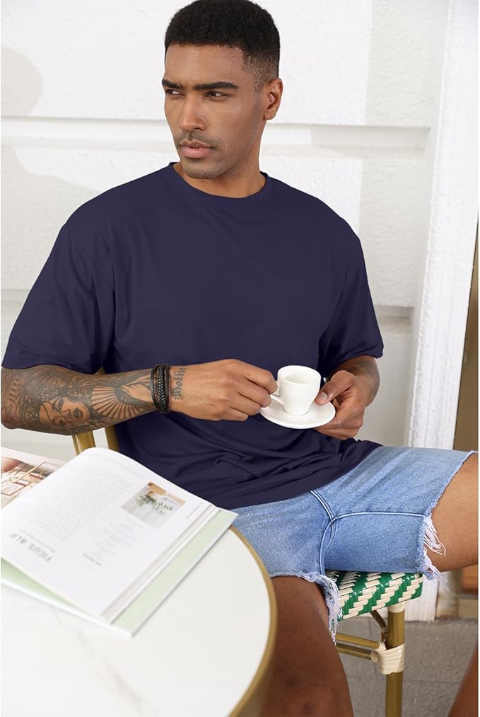 Men's Oversized Workout T-Shirts Lightweight Quick Dry Short Sleeve Tshirts Crew Neck Loose Fit Athletic Tops