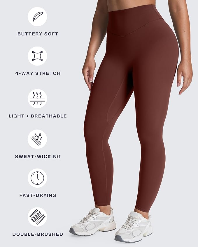 Aoxjox High Waisted Workout Leggings for Women Tummy Control Buttery Soft Yoga Metamorph Deep V Pants 26"