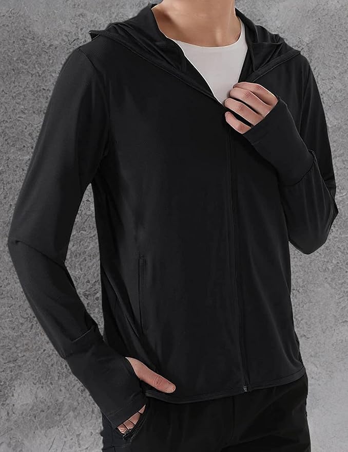 COOFANDY Men Full Zip UPF 50 Sun Protection Hoodie Jacket Long Sleeve Lightweight Breathable UV Shirts with Pockets
