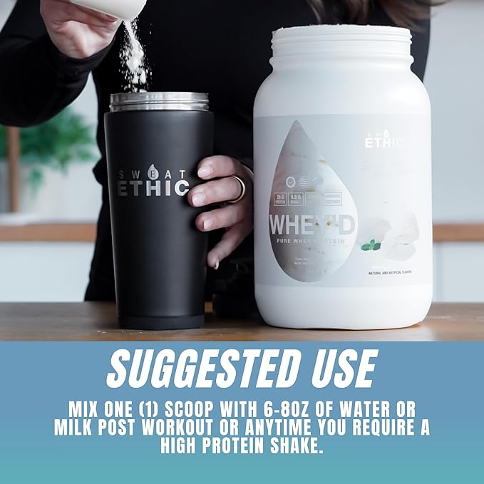 Sweat Ethic Whey'd Protein Powder, 25 G Whey Protein Blend with Concentrate (30 Ounce, Cinnamon Roll)