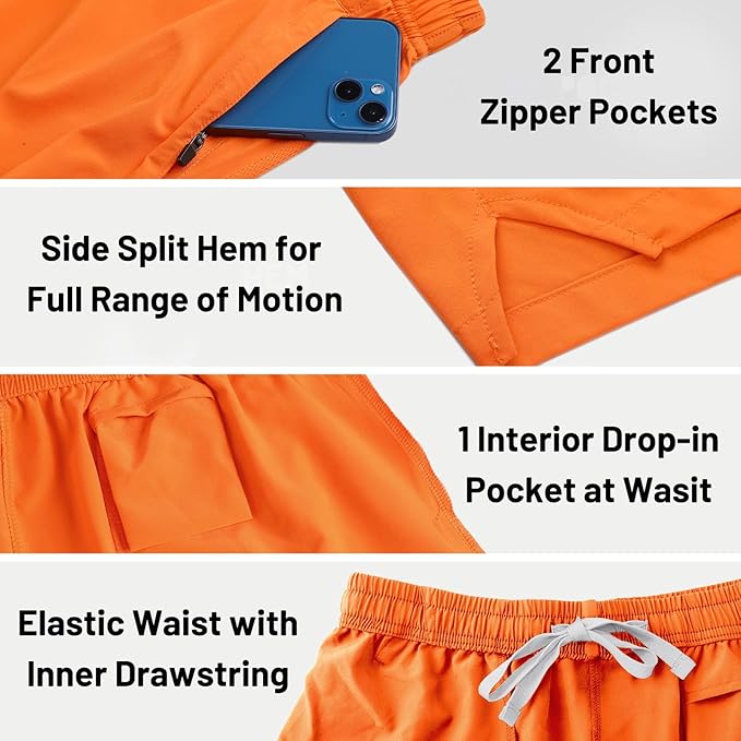 MIER Men's Workout Running Shorts Quick Dry Active 5 Inches Shorts with Pockets, Lightweight, Breathable