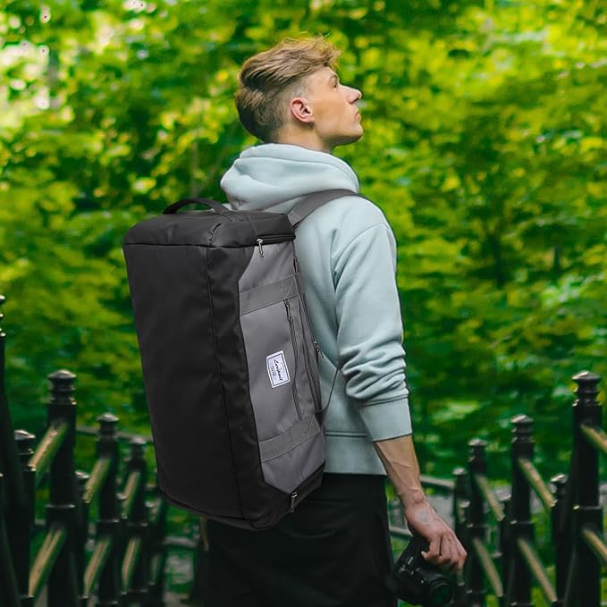 Laripwit Gym Bags for Men, 40L Medium Sports Travel Duffel Bag with Shoe Compartment & Wet Pocket Lightweight Gym Duffle Bag Backpack Multipurpose Weekender Overnight Backpack for Women, Gray