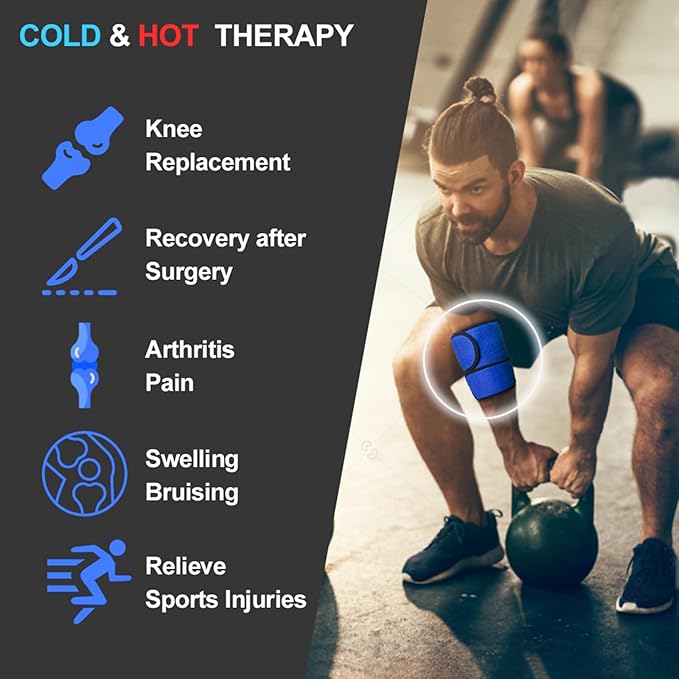 Knee Ice Pack for for Injury, Reusable Hot Cold Ice Gel Pack for Swelling, Muscle Soreness, Joint Pain, Flexible Knee Ice Pack Wrap Cold Compress for Replacement Surgery, Sprains, Arthritis