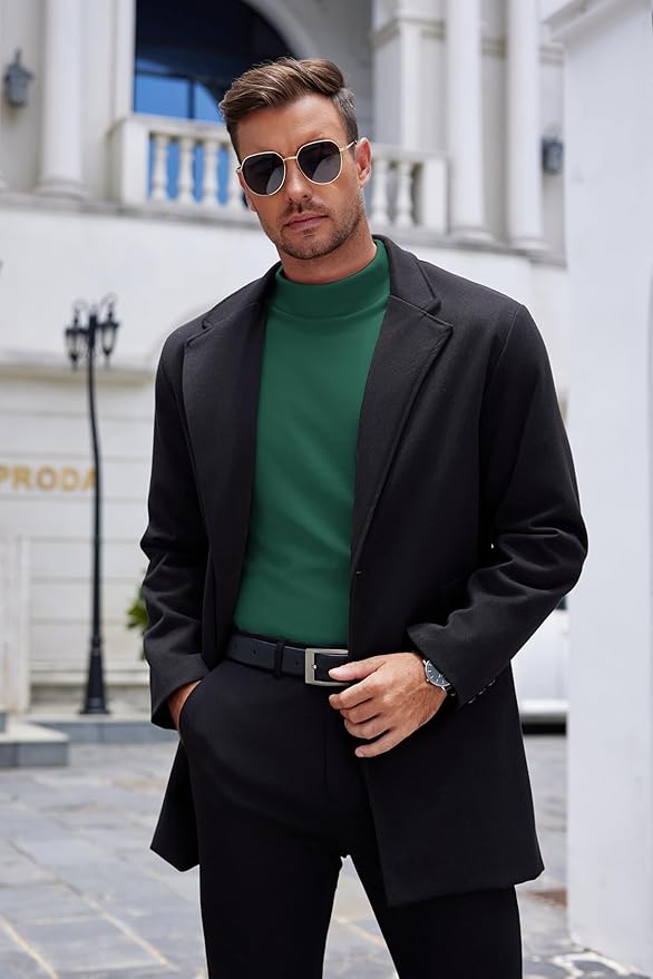 COOFANDY Mens Mock Turtleneck Long Sleeve Shirts Basic Thermal Turtle Neck Undershirt Lightweight Pullover Sweaters Top