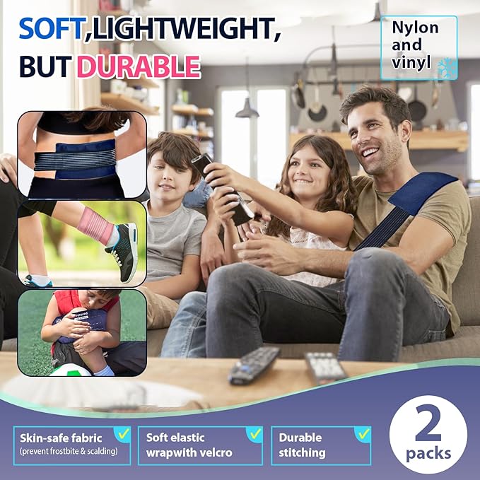 Ice Packs for Injuries Reusable, 3-Piece Set Soft Cold Gel Soft Ice Wrap for Injury, Alleviate Joint and Muscle Pain - Adjustable & Flexible Ice Wrap for Back, Shoulders, Neck, Arm and Legs Pink