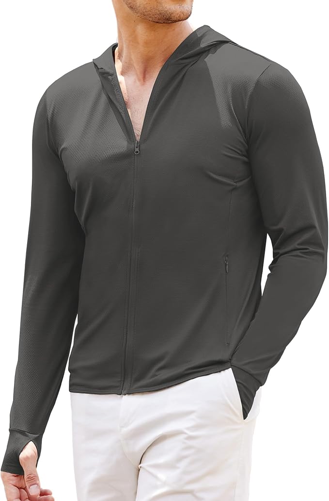 COOFANDY Men Full Zip UPF 50 Sun Protection Hoodie Jacket Long Sleeve Lightweight Breathable UV Shirts with Pockets