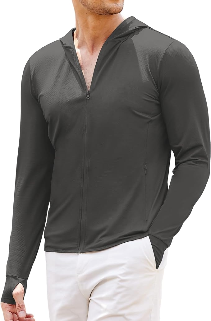 COOFANDY Men Full Zip UPF 50 Sun Protection Hoodie Jacket Long Sleeve Lightweight Breathable UV Shirts with Pockets
