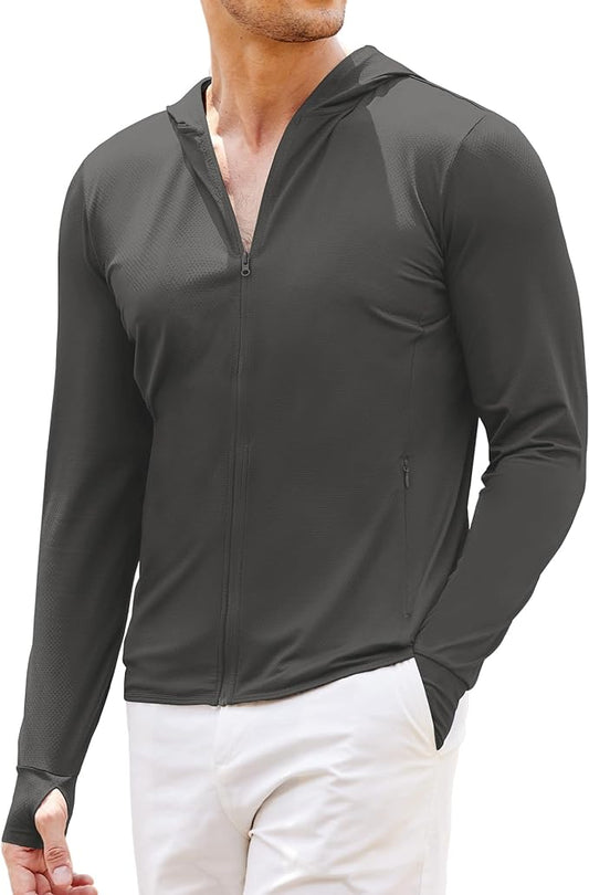 COOFANDY Men Full Zip UPF 50 Sun Protection Hoodie Jacket Long Sleeve Lightweight Breathable UV Shirts with Pockets