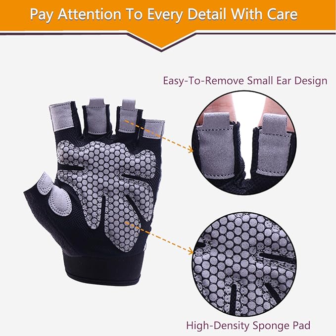 Breathable Workout Gloves for Women & Men Full Palm Protection Gym Gloves for Cycling | Fitness | Weightlifting | Pull-ups Deadlifting | Rowing(Black-Short-L)