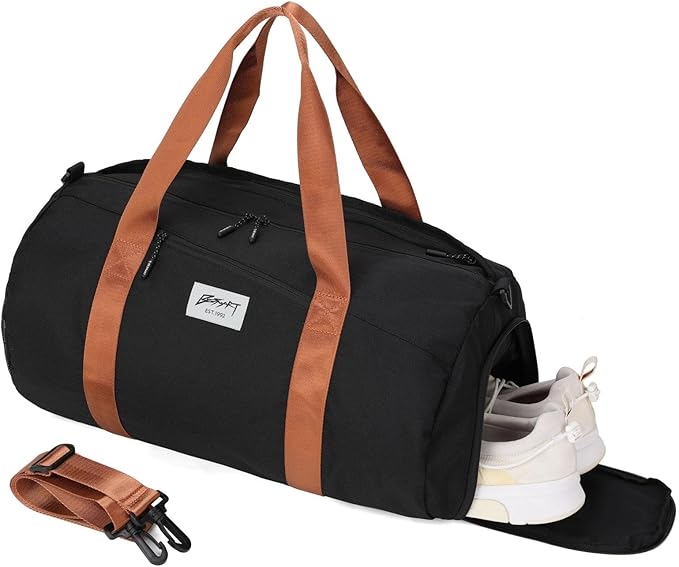 BE SMART Waterproof Mens Gym Bag with Shoe Compartment, Duffle Bags with Wet Pocket for Men, Lightweight Large Sport Duffel Option With Tpu Pocket for Overnight Weekender, Fitness, Swim, Boxing,Travel