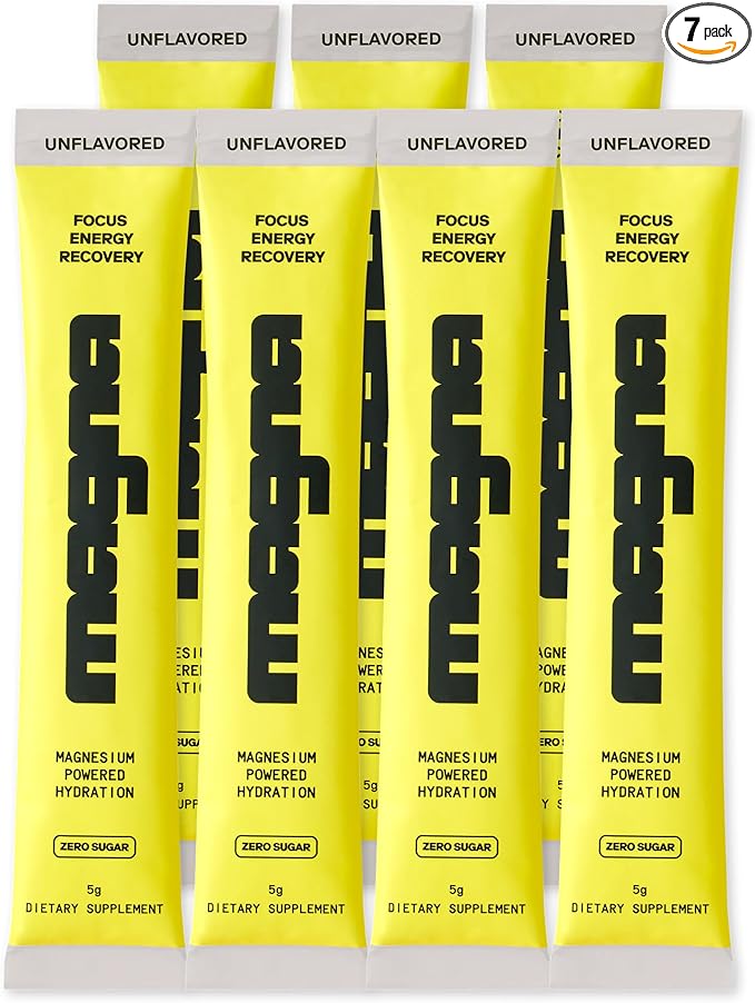 MAGNA Electrolyte Powder Drink Mix for Hydration, Energy & Focus Support with Magnesium L Threonate, Sodium, Potassium, Vitamin D, B6 & B12, Sugar Free, Unflavored, 7 Servings