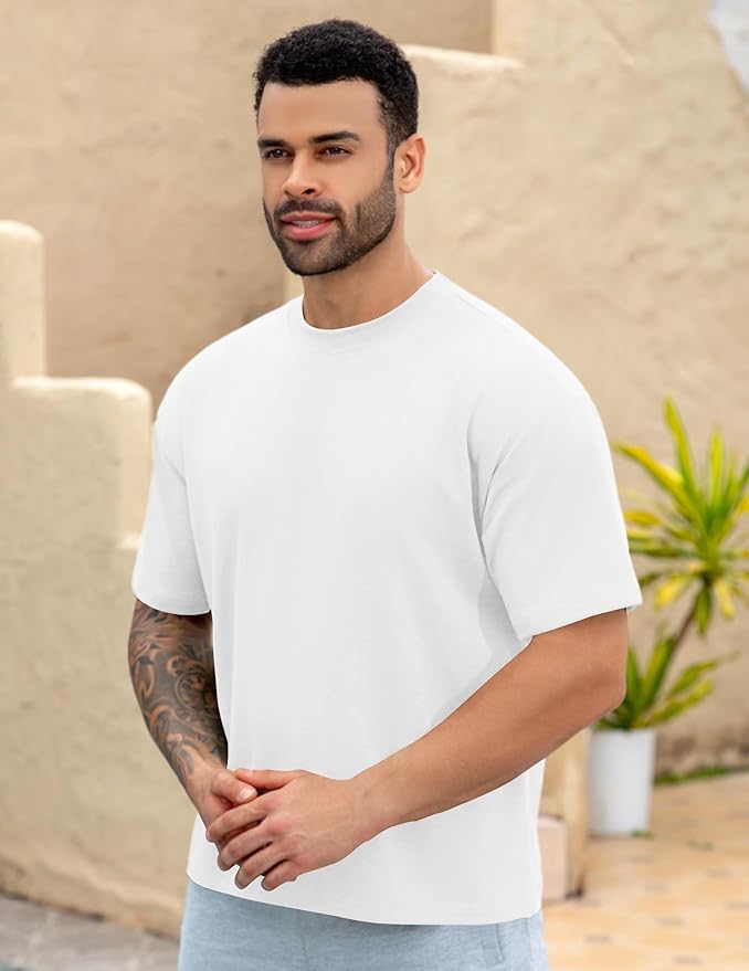 Mens Oversize Short Sleeve T-Shirts Loose Fit Solid Color Lightweight Tee Shirt Athletic Dry Fit Top