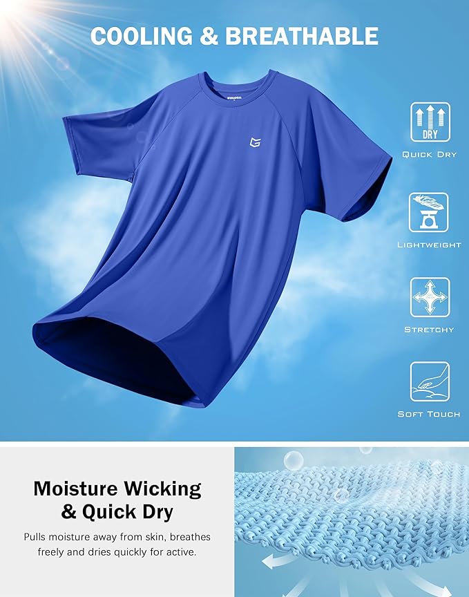 G Gradual Men's Workout Athletic T-Shirts Moisture Wicking Cooling Running Shirts Short Sleeve Performance Tee for Gym Tennis