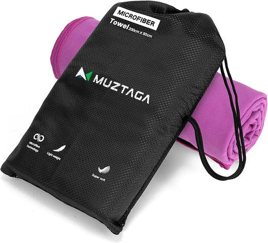 Microfiber Beach Towel-Perfect for Travel, Sports, Camping, Swimming, Yoga, Gym- Quick Dry, Sand Free, Compact, Lightweight, Absorbent (Purple, Medium(130x70cm, 51x27”))