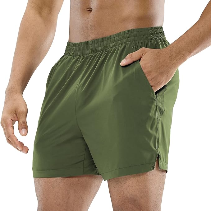MIER Men's Workout Running Shorts Quick Dry Active 5 Inches Shorts with Pockets, Lightweight, Breathable