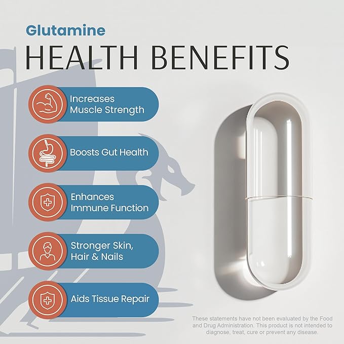 L-Glutamine Capsules – 1500mg High-Potency Amino Acid for Muscle Recovery, Gut Health & Immune Support | Vegan, Non-GMO | 120 Capsules
