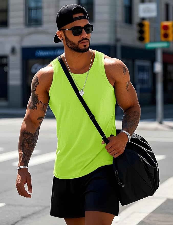 MAGCOMSEN Mens Workout Tank Tops Undershirt Cotton Muscle Athletic Sleeveless Shirts for Gym