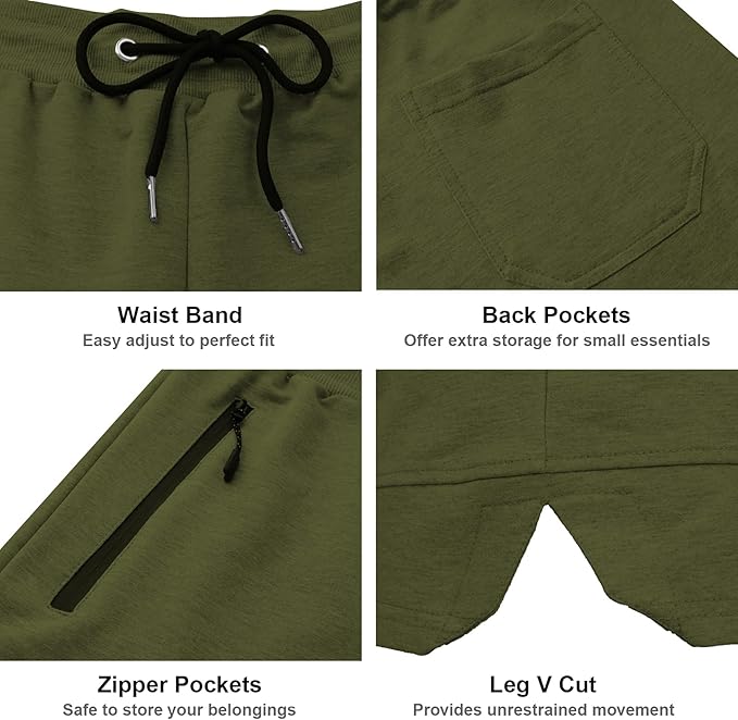 PIDOGYM Men's 5" Gym Workout Shorts,Fitted Jogging Short Pants for Bodybuilding Running Training with Zipper Pockets