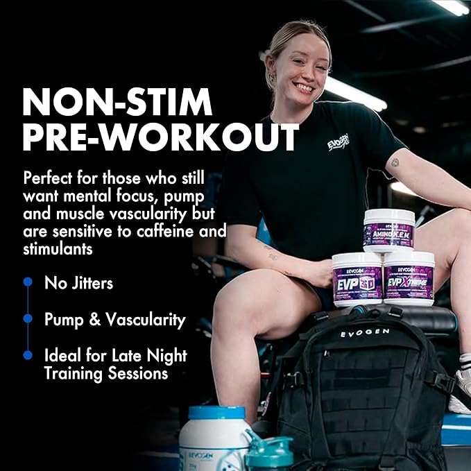Evogen EVP 3D - Stim Free Pre Workout Powder for Men & Women | Sugar Free Non Stim Preworkout with Beta Alanine and Creatine for Energy & Pump | Juicy Grape | 40 Servings