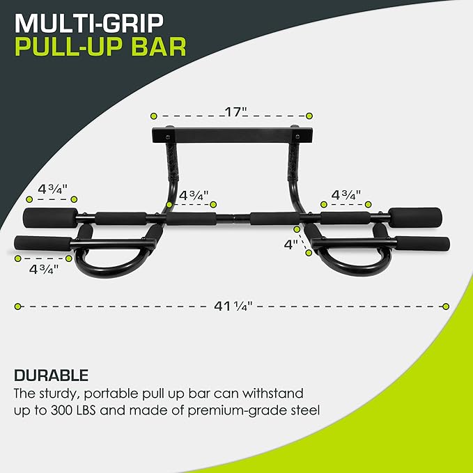 ProsourceFit Wall-Mounted Pull-Up/Chin-Up Bar, Heavy Duty 300 lb. Capacity, Black